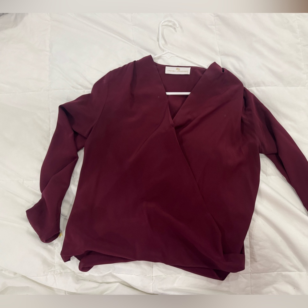 Amanda Uprichard Burgundy Blouse